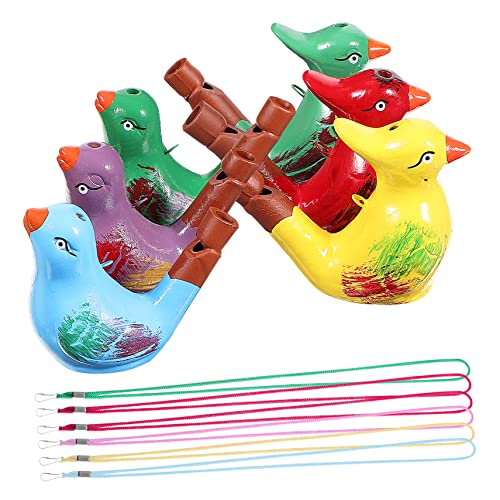 Gadpiparty 6 Keramik-Vogelpfeifen Bunte Vogelform-Pfeife Mit Lanyard Vogelgeräuschemacher Pfeifen Vogel-Wasserpfeife Spielzeug Für Osterkörbchenfüller Partygeschenke von Gadpiparty