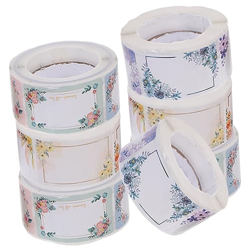 Gadpiparty 6 Rollen Floral Handwriting Sticker Etiketten für Lebensmittelaufbewahrung Selbstklebende Küchenetiketten für Gläser und Behälter Abnehmbar und Wiederverwendbar Etiketten pro Rolle von Gadpiparty