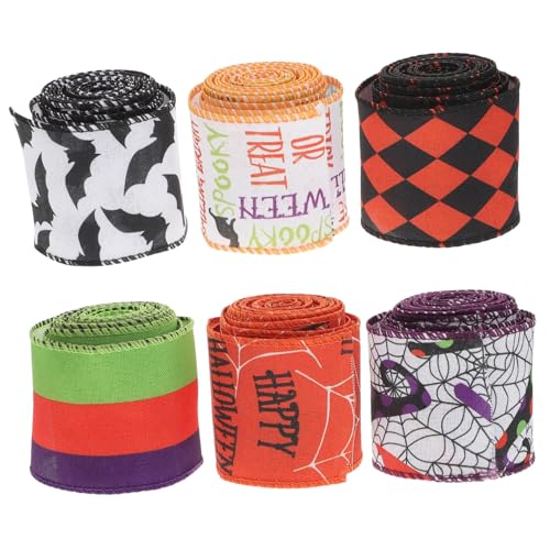 Gadpiparty 6 Rollen Halloween Geschenkband Satinband Breit Kreative DIY Verpackungsschleifen Partydeko Geschenkverpackungsschleifen mit Klassischem Festivalmotiv Gadpiparty 6 Rollen Halloween Geschenkband Satinband Breit Kreative DIY Verpackungsschleifen Partydeko Geschenkverpackungsschleifen mit Klassischem Festivalmotiv von Gadpiparty