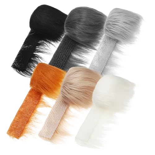 Gadpiparty 6 Rollen Kunstfell Stoffstreifen Faux Fur Trim für DIY Kleidung Dekoration Heimtextilien Flauschige Pflegeleichte Bastelstreifen in Khaki Hellgrau Braun von Gadpiparty