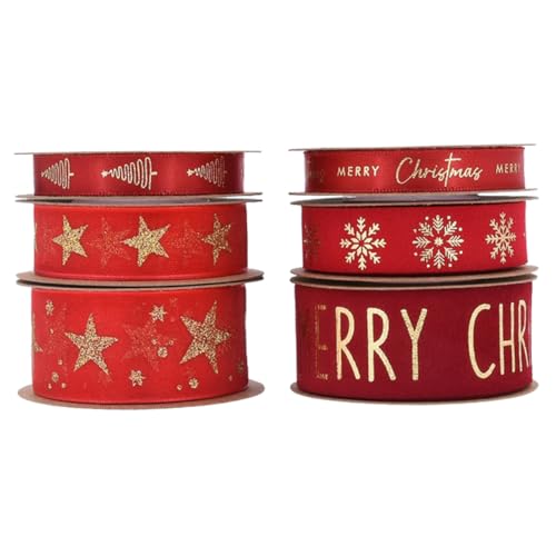 Gadpiparty 6 Rollen Rotes Glitzer Organza Dekoband mit Goldfolie Schneepuder Textur Breites Chiffon Geschenkband für Weihnachtsgeschenke Hochwertiges Bastelband für Festliche Deko und Gadpiparty 6 Rollen Rotes Glitzer Organza Dekoband mit Goldfolie Schneepuder Textur Breites Chiffon Geschenkband für Weihnachtsgeschenke Hochwertiges Bastelband für Festliche Deko und von Gadpiparty