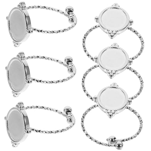 Gadpiparty 6 Stück Edelstahlring DIY-Ring Schmucklücken Ring leer selber machen Verstellbare Ringrohlinge für Schmuckherstellung Leeres Einfassungsfach aus Metall Ringe Teile Rostfreier Stahl von Gadpiparty