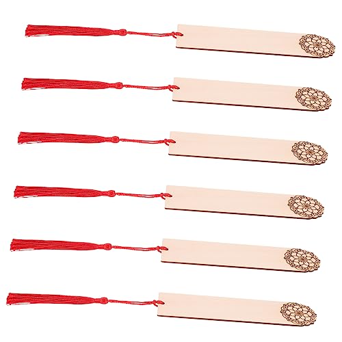 Gadpiparty 6 Stück Holz Lesezeichen Bemalen Diy Bastelset mit Hohlmotiv Blanko Buchzeichen mit Glatte Kanten und Runde Ecken als Anhänger Party und Klassenzimmer Dekoration von Gadpiparty