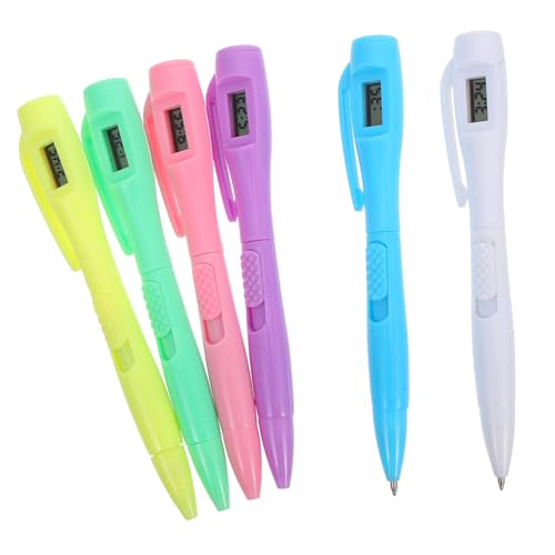 Gadpiparty 6 Stück Kugelschreiber mit Integrierter Uhr Multifunktionale Stift mit Digitaler Uhr für Prüfungen Notizen und Studium Langlebige und Elegante Schreibgeräte für Effizientes von Gadpiparty