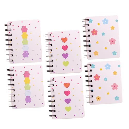 Gadpiparty 6 Stück Notizbuch Flip Coil Mini Notizblock winzig tragbares Notizpolster Notizbuch mit Spiraltasche Reisenotiz Notetaking Notebook tragbares Taschennotizbuch Papier von Gadpiparty