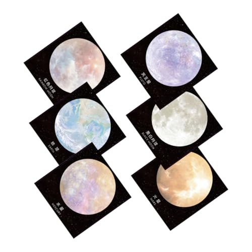 Gadpiparty 6 Stück Planet-haftnotizen Bürobedarf Planeten-aufkleber Mauspad Rund Zurück Zum Schulraumthema -aufkleber Mondaufkleber Mondkratzen Platz Für Das Mauspad Papier von Gadpiparty