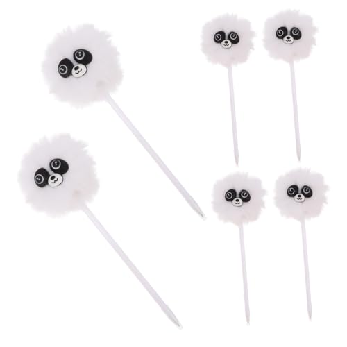 Gadpiparty 6 Stück Schwarzer Kugelschreiber Lustige Stifte Cartoon-kugelschreiber Lustiges Stiftmädchen Kawaii-stifte Flauschiger Stift Unscharfe Stifte Plastik Weiß von Gadpiparty