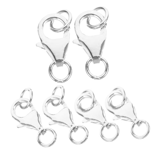 Gadpiparty 6 Stück Silberschmuckzubehör Hummerschnalle Hummerschere Schließe Klaue Schließungen Biegeringe für Schmuck Karabinerverschluss aus Metall s925 Silber Silver von Gadpiparty