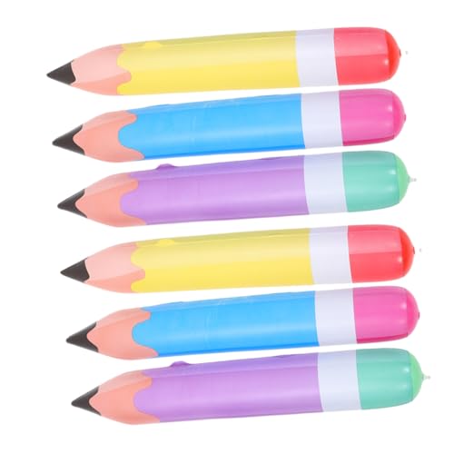 Gadpiparty 6 Stück Teiliges Aufblasbare Pvc bleistifte in Gelb Blau Lila Langlebige Schulanfang Dekoration Geburtstags mitgebsel und Abschlussfeier Partydeko für Klassenzimmer und von Gadpiparty