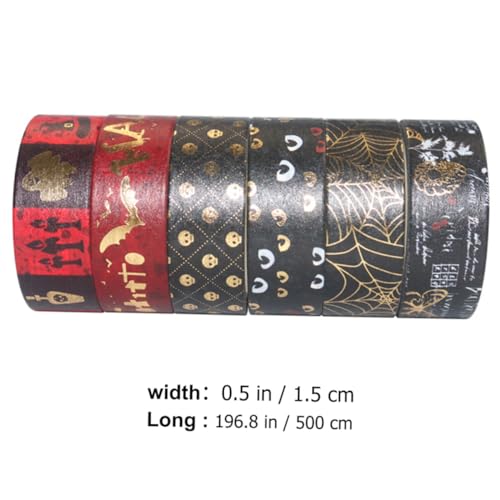 Gadpiparty 6 Stück Teiliges Halloween Washi Tape mit Goldfolien-dekor Selbstklebendes Scrapbook Klebeband für DIY Tagebuch Notizbuch Geschenkverpackung Rückstandsfrei Entfernbar für von Gadpiparty