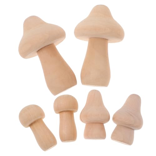 Gadpiparty 6 Stück Teiliges Set Unbemalte Holzpilze für Diy Miniatur Holzfiguren zum Bemalen und Basteln Natürliche Holzdeko für Kreative Projekte und Partys von Gadpiparty