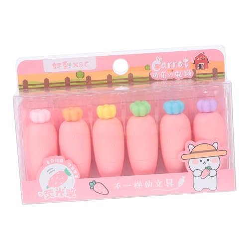 Gadpiparty 6 Stück Textmarker-Set malen sortiert löschbar Blau es ist farbig Neon fluoreszierender Farbstift Schreibwaren Stift Schreibwaren-Marker Cartoon fluoreszierender Stift Plastik Rosa von Gadpiparty