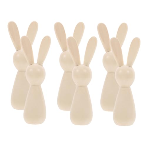 Gadpiparty 6 Stück Unvollendete Holzhasen Puppen Teiliges DIY Bastelset aus Stabilem Langlebigem Holz zum Bemalen und Dekorieren Blanke Holzfiguren für Handwerksprojekte für Frühlings und von Gadpiparty