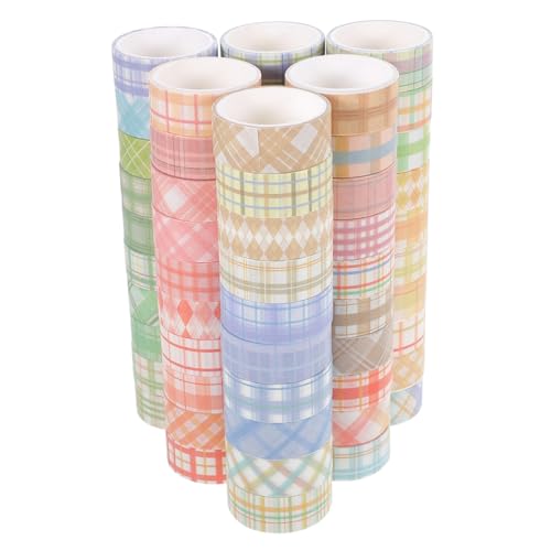 Gadpiparty 60 Rollen Washi Tape Set mit Karomuster Buntes DIY Scrapbooking Klebeband Reißfestes Mehrfach Verwendbares Masking Tape für Geschenkverpackung Planer Kunsthandwerk und Dekoration von Gadpiparty