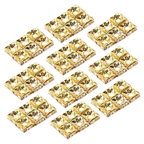 Gadpiparty 60 Stück Glänzende Strass Spacer Perlen Gold Cubic Zirkonia Leicht Schmuckperlen für DIY Armbänder Halsketten Ohrringe Bastelzubehör von Gadpiparty