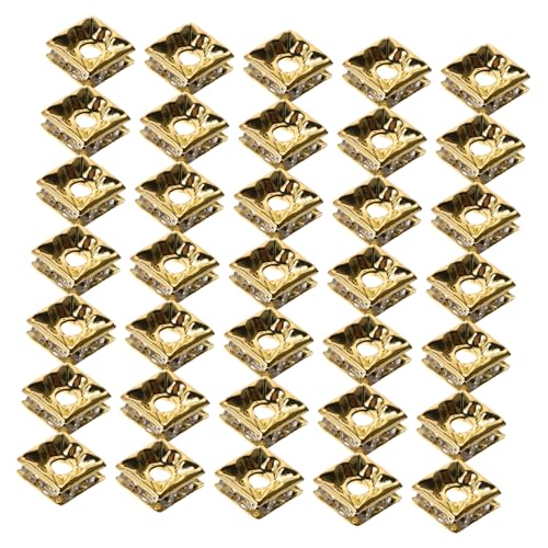 Gadpiparty 60 Stück Glitzernde Quadratische Strass Spacer Perlen Gold Cubic Design Leicht Für DIY Schmuckherstellung Armbänder Halsketten Ohrringe Zubehör von Gadpiparty