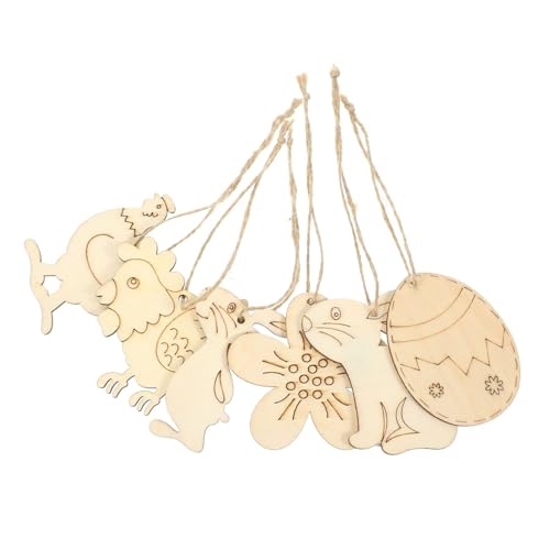 Gadpiparty 60 Stück Ostern Holzschnittmuster DIY Hängedekoration Unbemalte Holzscheiben für Kreative Bastelprojekte für Ostern und von Gadpiparty