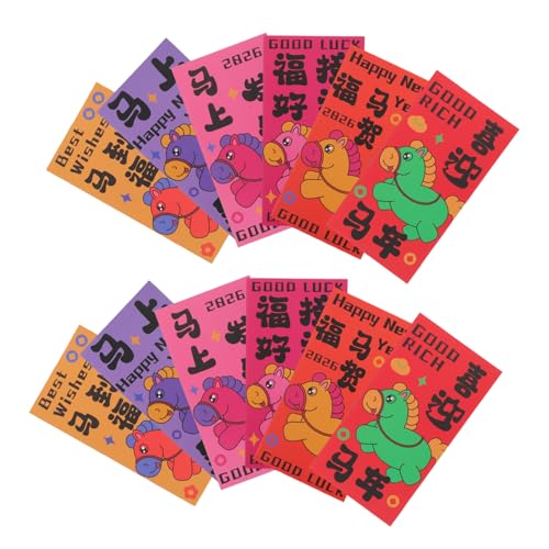 Gadpiparty 60 Stück Rote Umschläge Jahr Des Pferdes Kreative Chinesische Frühlingsfest Papierumschläge mit Pferde-zodiac-motiv Stabile Geldumschläge für Neujahrsgrüße und Familienfeiern von Gadpiparty