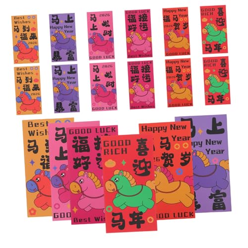 Gadpiparty 60 Stück Rote Umschläge zum Chinesischen Neujahr mit Pferde-motiv Traditionelle Hongbao für Frühlingsfest Familienfeiern und Geschäftliche Anlässe Farbige Papier-geldumschläge von Gadpiparty