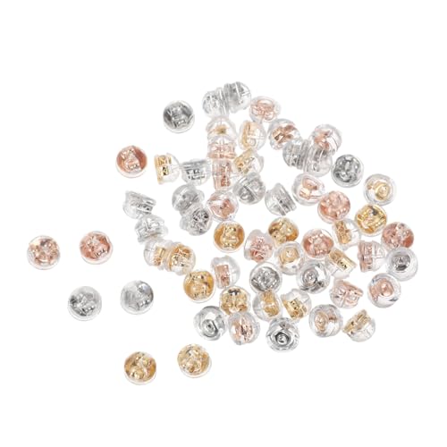 Gadpiparty 60 Stück Silikon Ohrstecker Verschlüsse Weiche Anti-drop Ohrringstopper Runde Sichere Ohrschmuck Ersatzteile in Gold Roségold Weißgold Loch für Schweren Schmuck von Gadpiparty