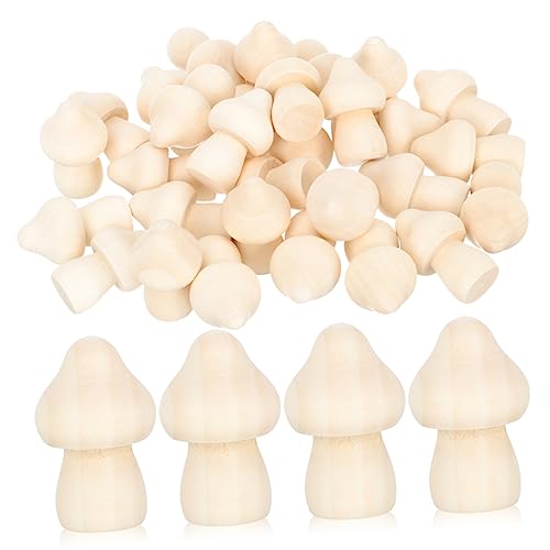 Gadpiparty 60 Stück Teiliges Diy Holzpilz zum Bemalen Natürliche Blanke Pilzmodelle Holz Vielseitige Graffiti Holzfiguren für Kreative Bastelprojekte und Dekorative Ornamente von Gadpiparty