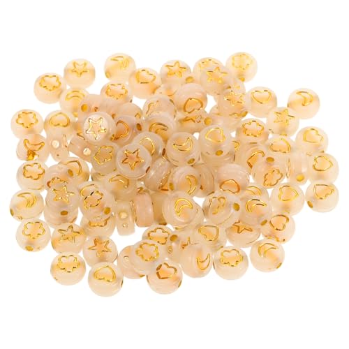 Gadpiparty 600 Stück Leuchtende Acrylperlen Mond Herz Stern Blüten Flat Round Spacer Beads für DIY Schmuckherstellung Armband Halskette Basteln Zubehör von Gadpiparty