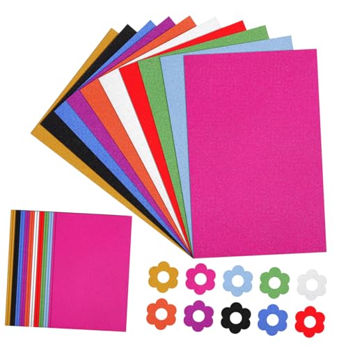 Gadpiparty 60Blätter Glitzerkarton Farbiges Kartonpapier mit Glitzereffekt für Scrapbook Dekorationen und Bastelprojekte Langlebig und Benutzerfreundlich Gemischte von Gadpiparty