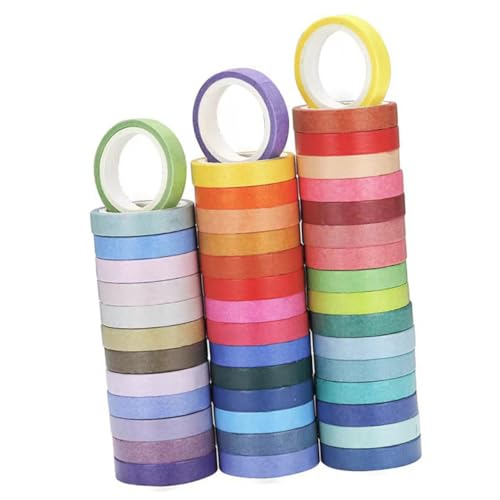 Gadpiparty 60Rollen Washi Tape Klebebänder für Scrapbooking Journaling und DIY Projekte Dekorative Masking Tapes Verschiedenen Farben für Anwendungen von Gadpiparty