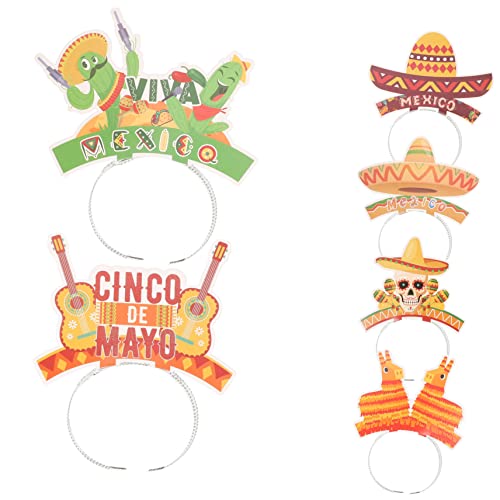 Gadpiparty 6st Mexikanisches Stirnband Kopfbedeckungen Für Karnevalsfeiern Partyzubehör Für Fiesta-hut Fiesta-sombrero-partyhüte Mexikanischer Hut Stirnband Cosplay Kind Papier Hawaii von Gadpiparty