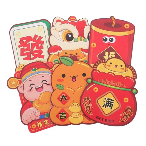 Gadpiparty 6Stücke Cartoon Rote Umschläge für Chinesisches Neujahr Süße Geldtaschen mit Atemberaubendem Design für Festliche Anlässe und Hochzeiten von Gadpiparty