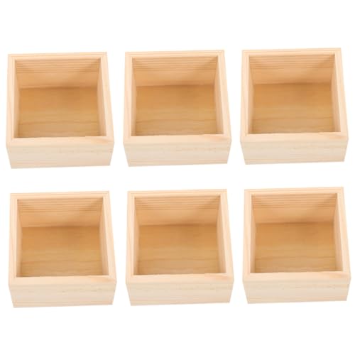 Gadpiparty 6Stücke Unvollendete Holzboxen Rustikaler Quadratischer Organizer für Bastelprojekte für Schmuck Schreibtisch und Zuhause von Gadpiparty