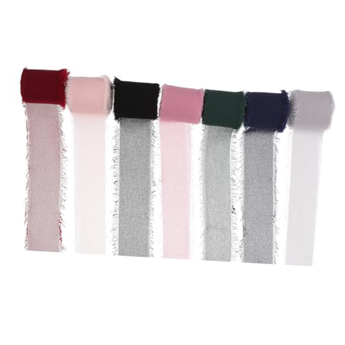 Gadpiparty 7 Rollen Buntes Fransen Chiffonband Diy Dekoband für Hochzeitssträuße Geschenkverpackungen und Kreative Projekte pro Rolle Farben Schwarz Nude Rosé Dunkelgrün von Gadpiparty