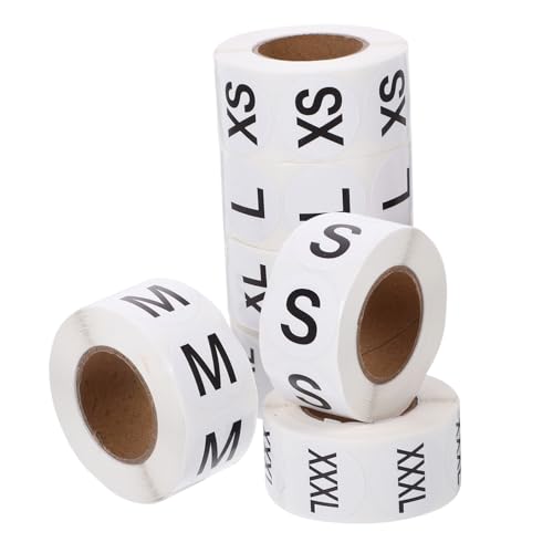 Gadpiparty 7 Rollen Größe Aufkleber Klein Namensetiketten Stickbilder Registerkarten Runde Kleidungsetiketten Kleidergrößenaufkleber Black Selbstklebendes Beschichtetes Papier von Gadpiparty