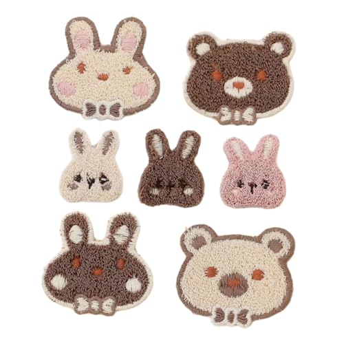 Gadpiparty 7 Stück Teiliges Gestickte Cartoon-tier Applikationen Süßer Hase Bär für Kinderkleidung Vielseitig zum Aufnähen oder Aufbügeln Jacken Rucksäcken Hüten DIY Textil-zubehör von Gadpiparty