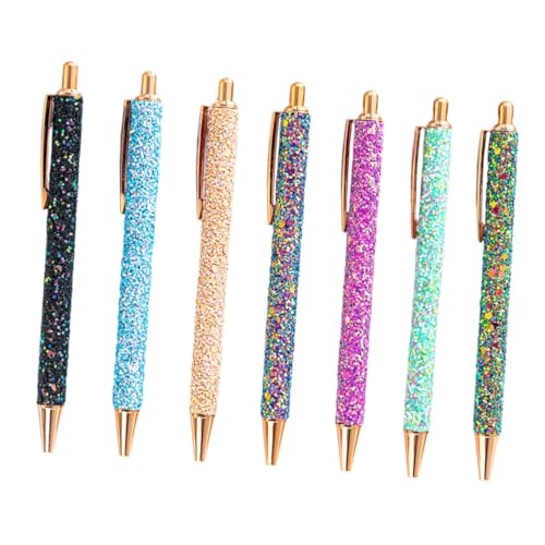 Gadpiparty 7 Stück Teiliges Metall Kugelschreiber mit Ergonomischem Design Multifunktionale Schreibgeräte für Schule und Büro Farben Roségold Schwarz Grün Blau Farbverlauf von Gadpiparty