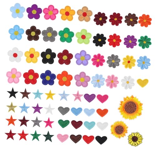 Gadpiparty 71 Stück Bunte Bestickte Stoffflicken Für Taschen Kleidung Jacken Flicken Blumen Nähen Gänseblümchen Patch Applikation Kleidung Stickerei Applikation Flicken Hüte von Gadpiparty