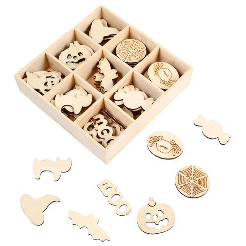 Gadpiparty 72 Stück Holz Dekorationen für Halloween Robuste Diy Holzchips Praktischer Box für Kreative Handwerksprojekte und Festtagsdeko Gadpiparty 72 Stück Holz Dekorationen für Halloween Robuste Diy Holzchips Praktischer Box für Kreative Handwerksprojekte und Festtagsdeko von Gadpiparty