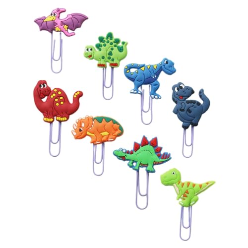 Gadpiparty 8 Stück Dinosaurier-Lesezeichen tierische Büroklammer Sammelalbum Büroklammer Lesezeichenklammern büromaterial gesteck Cartoon Büroklammern Büroklammern Clips für Papier PVC von Gadpiparty