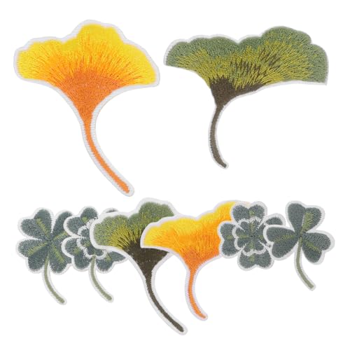 Gadpiparty 8 Stück Ginkgo-blatt-patch Flicken Nähen Dekorative Flicken Für Kleidung Stickerei Blätter Stickmuster Stoffaufkleber Patch Grüne Blatt-stickerei-applikation Polyester von Gadpiparty
