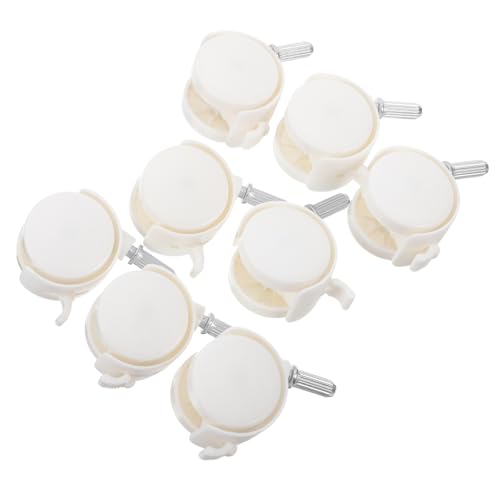 Gadpiparty 8 Stück Möbel-lenkrollen: Mini-geräteräder Aus Kunststoff, Rollen Für Wagen, Möbelbeine, Aufbewahrungskoffer, Bürostuhl, Weiß (gerade Rillenbremse) von Gadpiparty