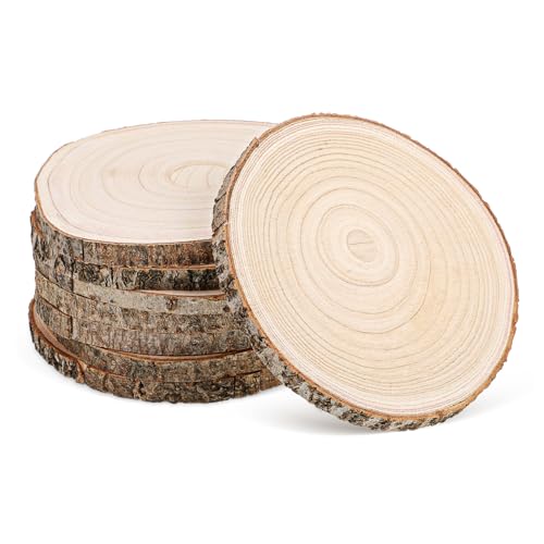 Gadpiparty 8 Stück Paulownia-Scheiben rustikal Gemeinschaft Kernstück holzig Party bastelholz holzkreise naturholzscheiben Baum Untersetzer runde Holzscheiben Rundholz Holz zum Basteln von Gadpiparty