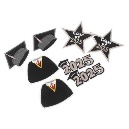 Gadpiparty 8 Stück Teiliges Abschluss Bügelapplikationen Bestickte Graduation Patches zum Aufbügeln und Aufnähen Langlebige Diy Stoffaufnäher für Jacken Hoodies Pullover Klasse von Gadpiparty