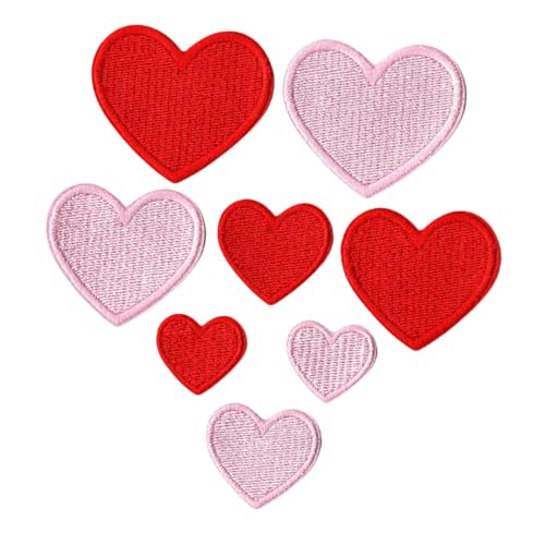 Gadpiparty 8 Stück Teiliges Bestickte Herz Applikationen zum Aufbügeln und Annähen Rote und Pinke DIY Stoffpatches für Kleidung Hüte Schuhe Rucksäcke und Modische Reparaturaccessoires von Gadpiparty