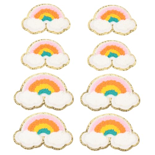 Gadpiparty 8 Stück Teiliges Regenbogen stickerei patch Niedliche Chenille applikationen mit Thermobeschichtung Dekorative Nähzubehör für Kleidung Taschen Schuhe DIY Reparatur und von Gadpiparty