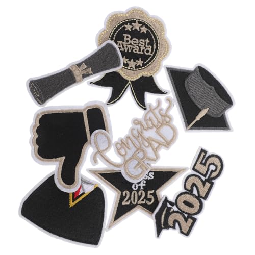 Gadpiparty 8 Stück Teiliges Schwarz Gold Aufbügler Patches mit Feiner Stickerei für Kleidung Diy Hüte Taschen Strapazierfähig Textilapplikationen zur Abschlussfeier von Gadpiparty