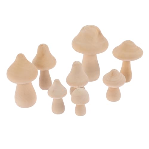 Gadpiparty 8 Stück Teiliges Set Holz Pilzen für DIY Projekte Unbehandelte Holzfiguren zum Malen und Basteln für Zeichenspielzeug für Dekorationen von Gadpiparty