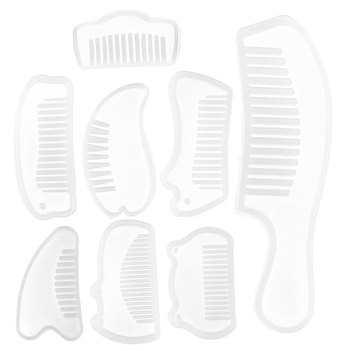 Gadpiparty 8 Stück Teiliges Silikon Gießform für Haarkämme Halbdurchsichtige Epoxidharzformen für Diy Projekte Wiederverwendbare Bastelvorlage für und Haarkämme von Gadpiparty