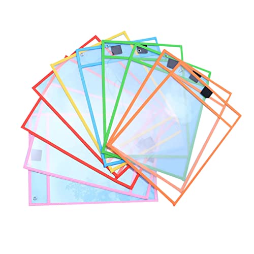 Gadpiparty 8 Stück Wiederverwendbare Dry Erase Taschen aus PVC Klare Aufbewahrungshüllen für Schule Büro und Kreative Projekte für Worksheets und Schreibübungen Zufällige Zufällige Farbe von Gadpiparty