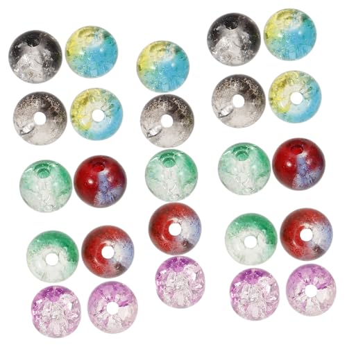 Gadpiparty 80 Stück Glasperlen mit Riss Design DIY Schmuckzubehör für Armbänder und Handgemachte Bastelmaterialien Vielfältige Farben und Muster von Gadpiparty