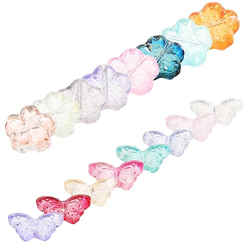 Gadpiparty 80 Stück Glitzernde Glasperlen Schmetterlings und Blumenform für Diy Schmuck Bastelperlen Dekorative Spacer Beads für und Armbänder Zufällige Farbe von Gadpiparty